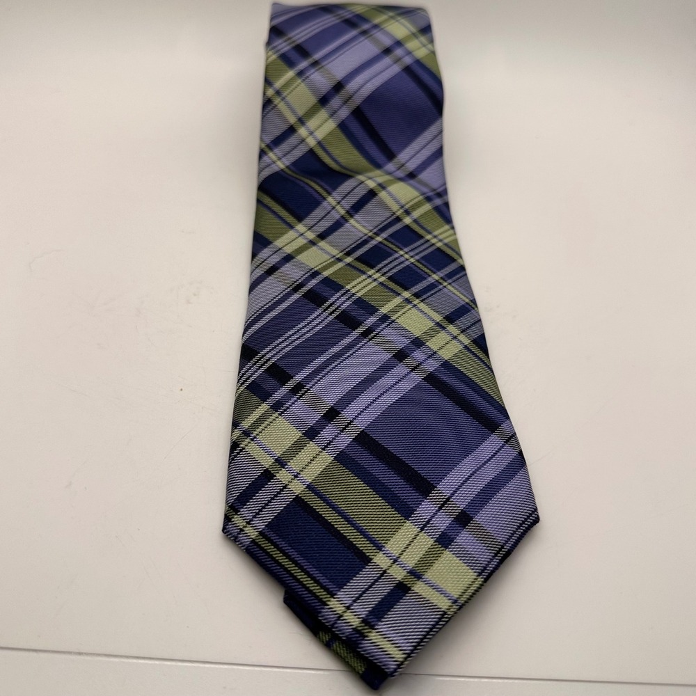 Chaps Plaid Silk Necktie Blue Green‎ Classic Business Formal Mens Accessory